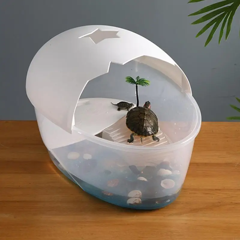 KX4B Small Habitat for Turtle for Tank Terrarium Clear Breathable with Baskin