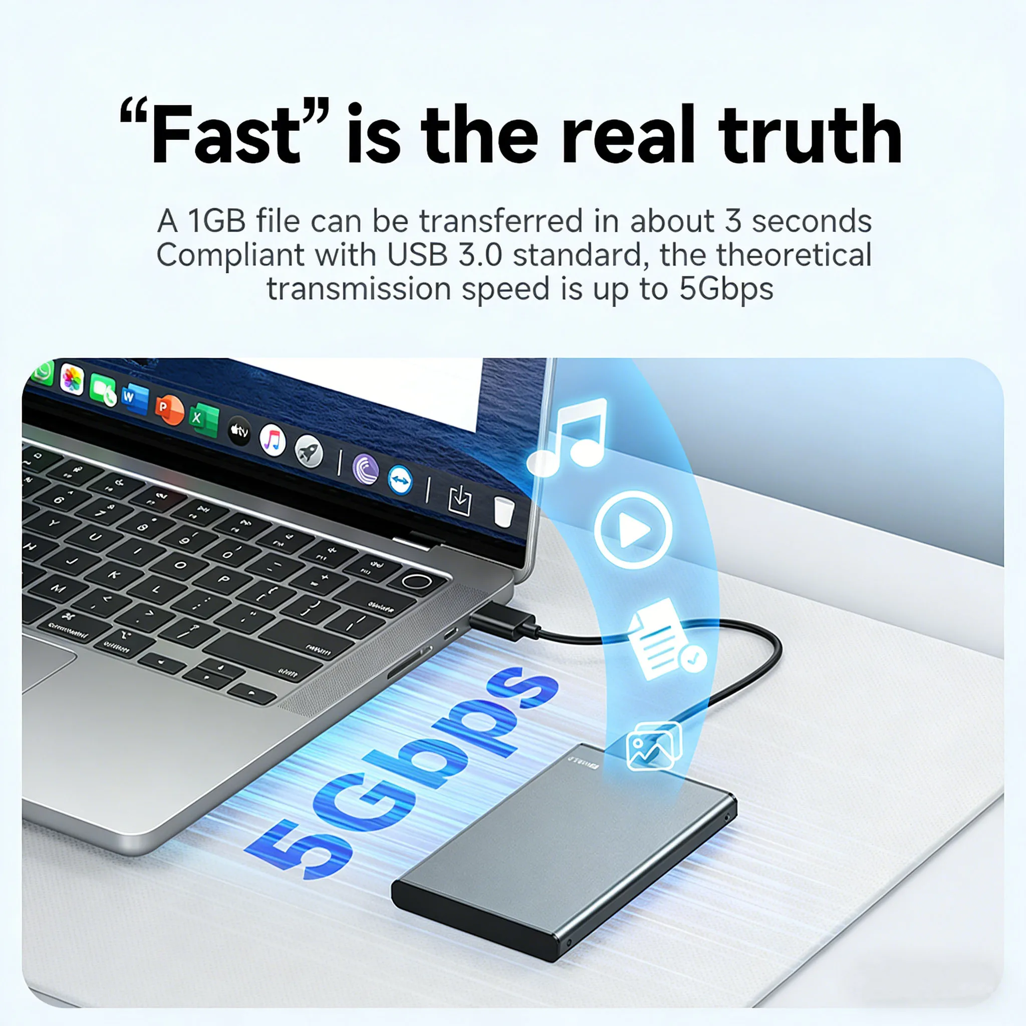 Kebidumei 2.5 Inch HDD Enclosure 5Gbps SATA to USB3.0 SSD HDD Case External Hard Drive Disk Aluminum Box Portable Storage Device