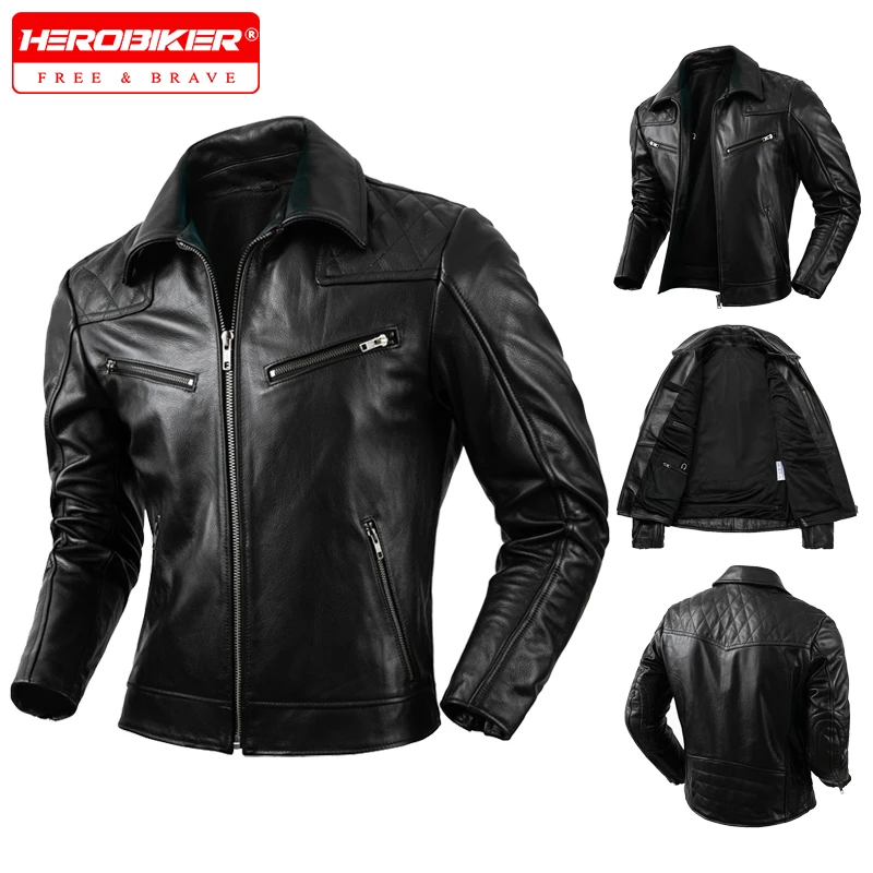 

Мотоциклетная куртка, мужская модная приталенная куртка из натуральной кожи, весенне-осенняя короткая мотоциклетная кожаная куртка с воротником-стойкой