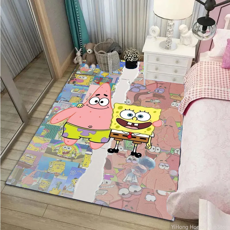 SpongeBob Rugs Large Carpets for Home Living Rooms Children Bedroom Sofa Doormat Floor Decor Mat Kids Mats Decoration