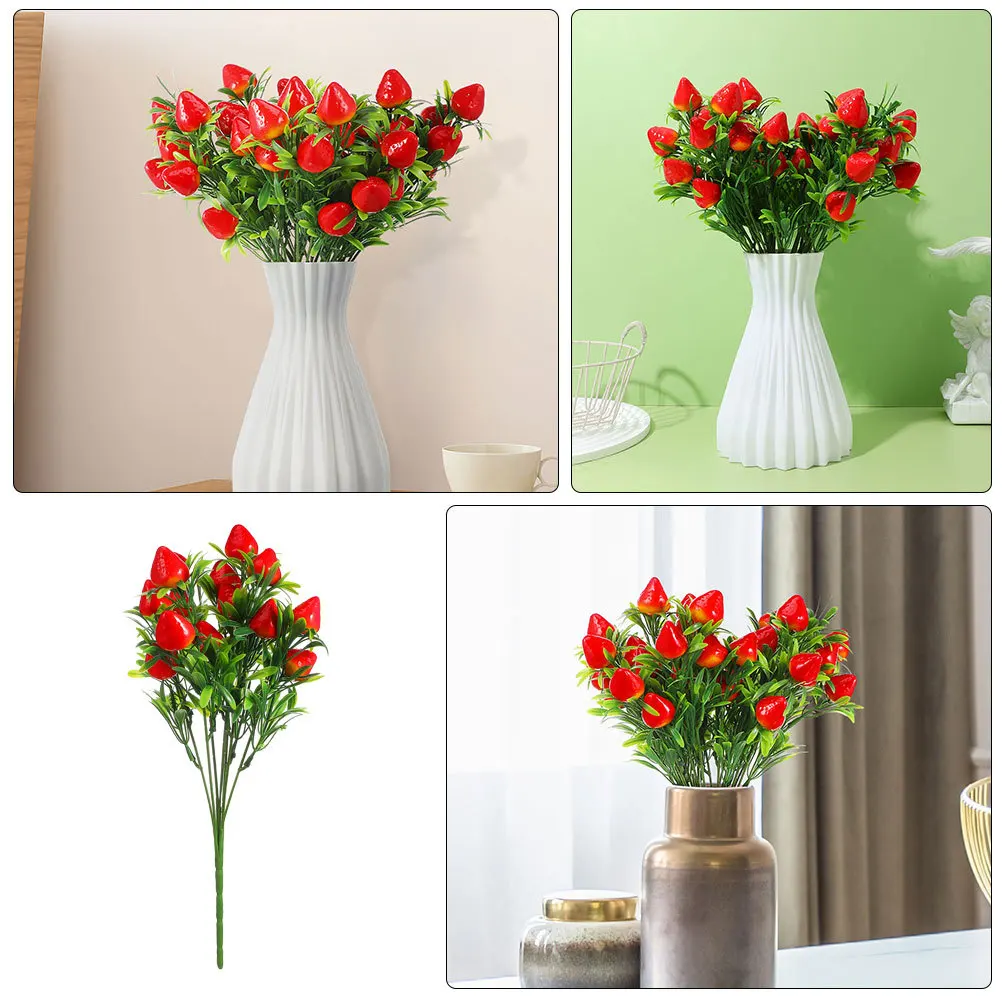 

6Pcs Premium Artificial Strawberry Bouquets Realistic Faux Strawberries for Home Wedding Holiday Decor Lifelike Strawberry