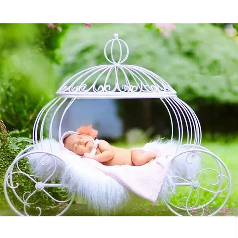 Newborn Photography Props Furniture Iron Pumpkin Children's Car Bed Baby Shower Photo Shooting Accessories Pose Chair Accessorie