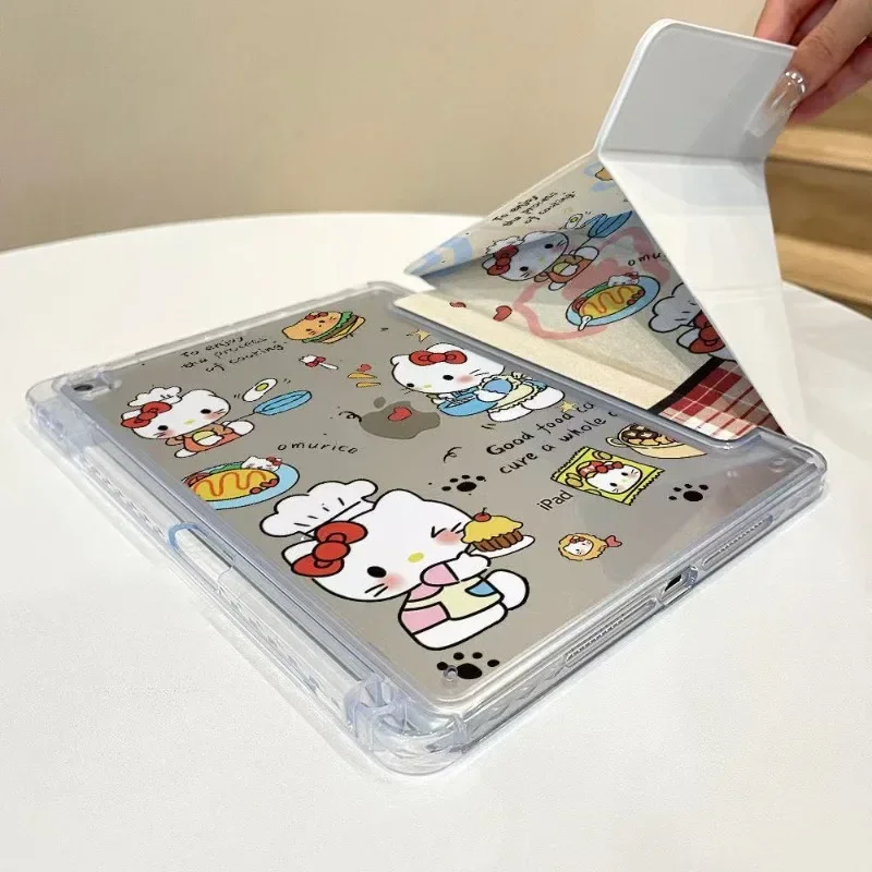 حافظة هالو كيتي كات ثلاثية الطي لهاتف 11th A16 Air7 M3 Pro M2 M4 11in حافظة تابلت 5th 6th Air2 9.7 9th 10.2in Mini6 غطاء حماية #6