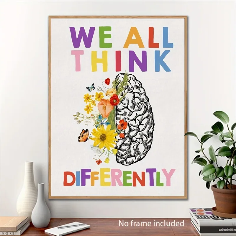 

Growth Mindset Confirmation Mental Health Poster, Special Education Therapy Wall Art Emotional Brain Psychology Canvas Painting
