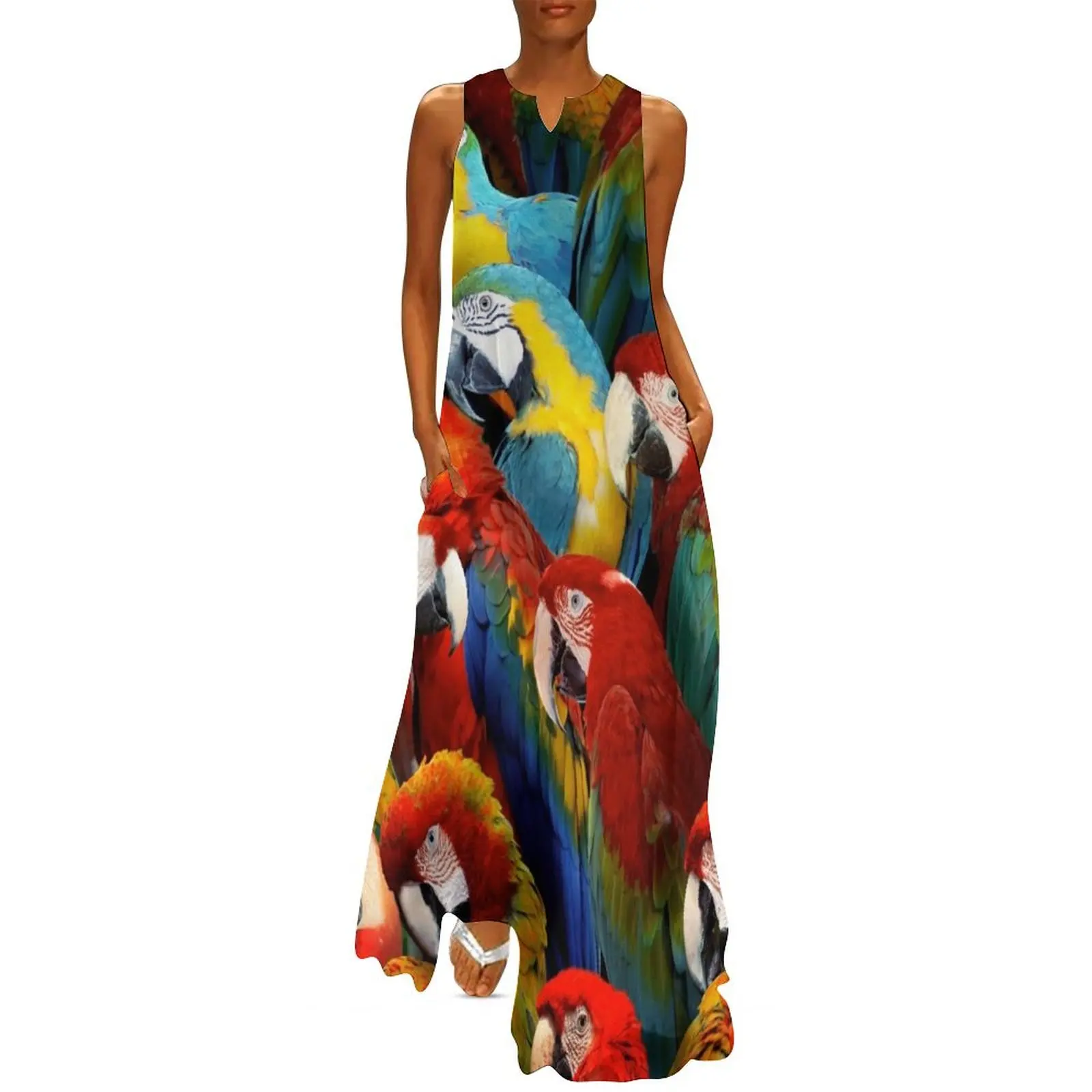 

Parrots Long Dress luxury dresses Women dresses summer women's fashion dresses women's clothing korea stylish Dress