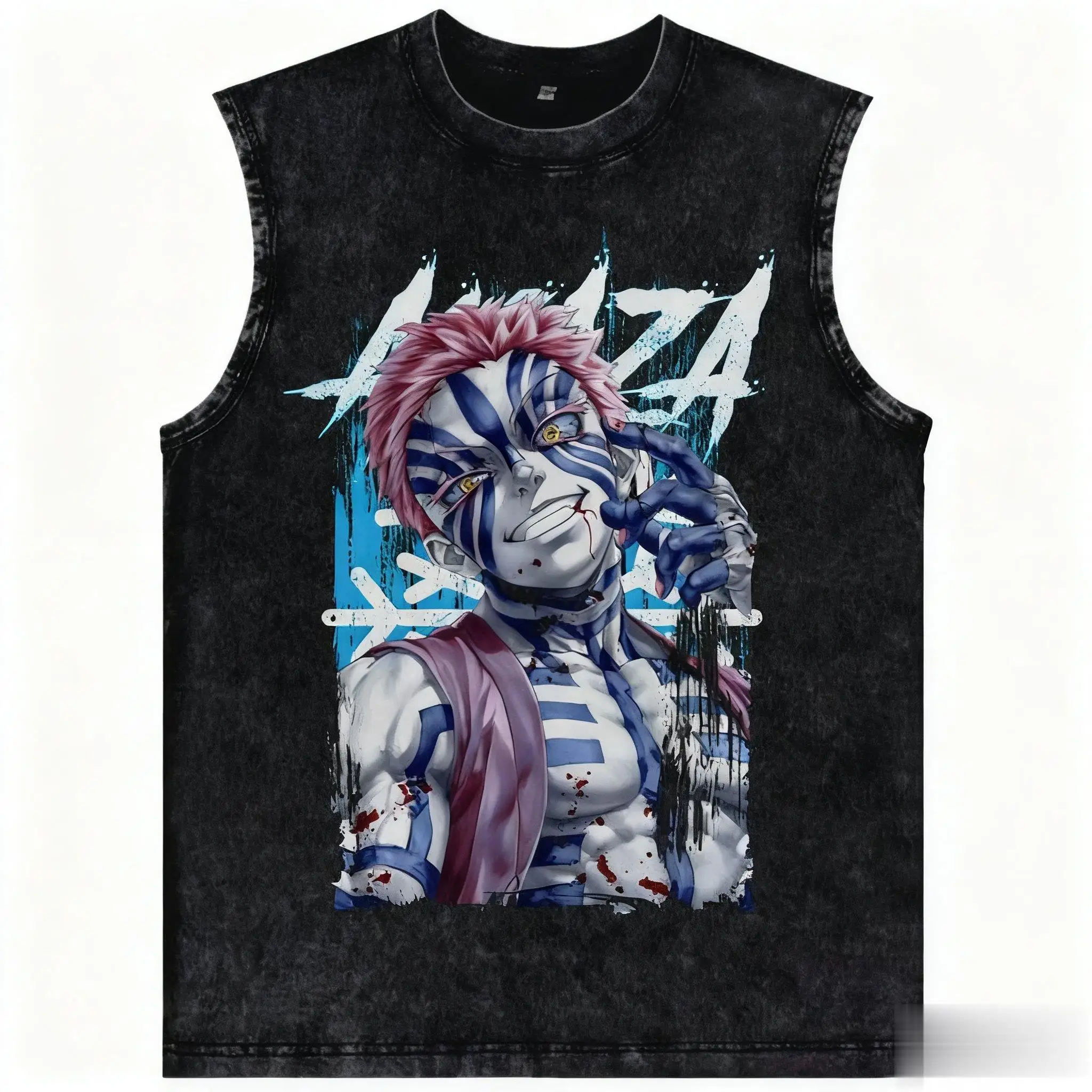 2025Harajuku Dämon Slayer Anime Vintage Gewaschen Tank Top Mann Frauen Ärmelloses Shirt Grafik Weste Streetwear Casual Sportswear