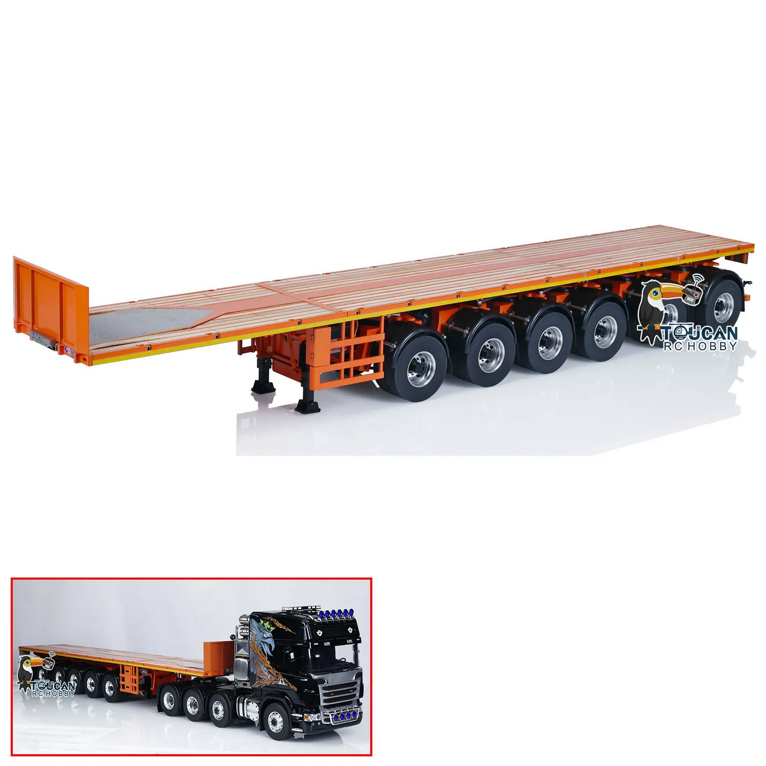 

NOOXION 1/14 RC Metal Flat Trailer Model 6 Axles Painted Finished for Controlled Tractor Truck Car with Servo DIY Toy TH23097