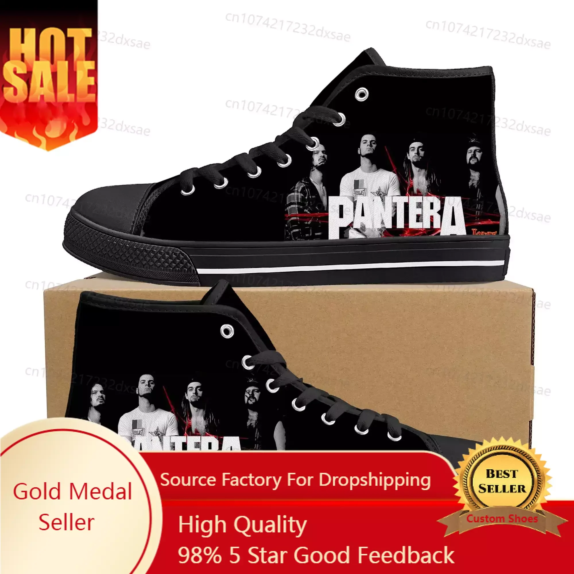 

Pantera Metal Band Pop High Top High Quality Sneakers Men Women Teenager Canvas Sneaker Casual Couple Shoes Custom Shoes