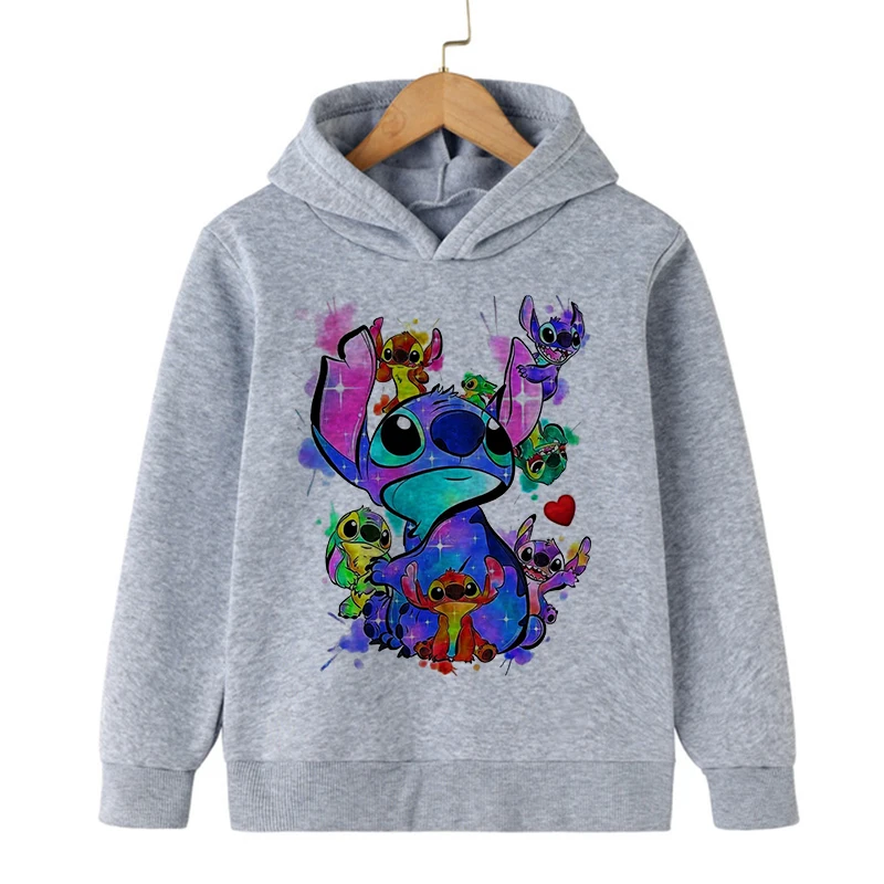 Clothes New in Disney Stitch Hoodie Children Cartoon  Kid Girl Boy Lilo and Stitch Sweatshirt Hoody Baby Casual Top