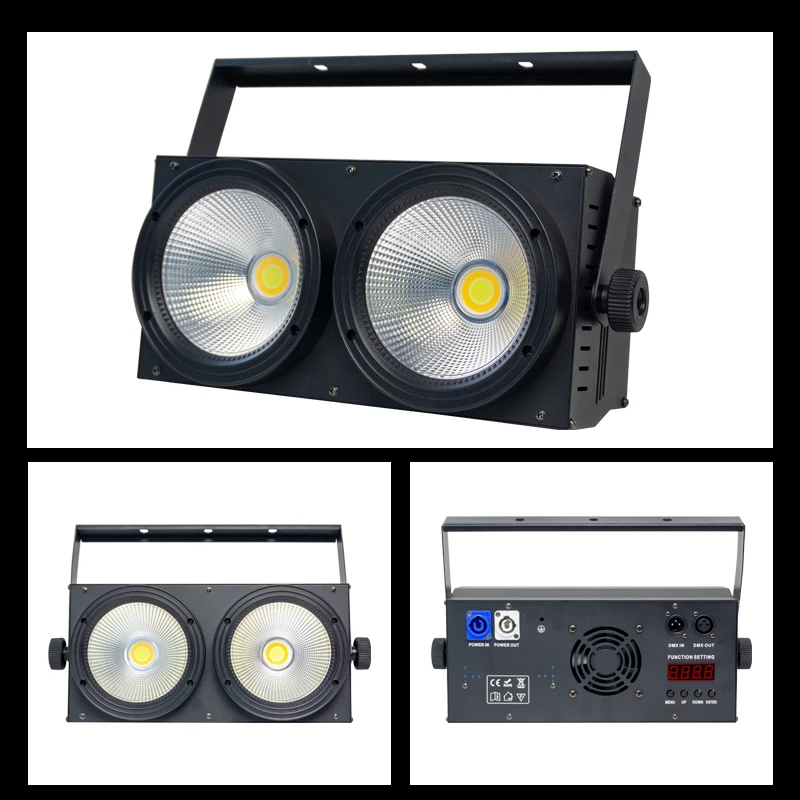 Kinusdjs LED 2 Eyes 200W Audience light COB 2 Eyes 200W DMX LED Blinds Stage Light for Theater Concert Church Party