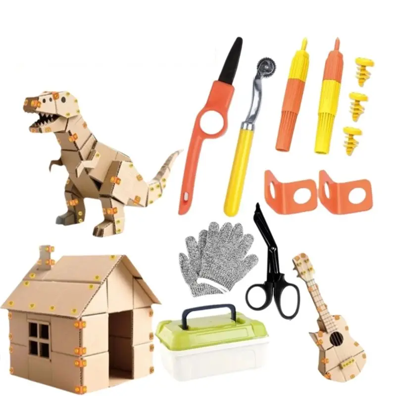 

【ГОРЯЧИЕ ТОВАРЫ】Набор инструментов для сборки из картона, набор для творчества из картона с безопасными инструментами, детские винты и инструменты, набор для сборки из картона своими руками