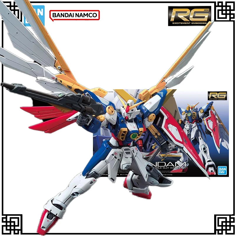 

В наличии, оригинальный комплект модели Bandai Gundam RG 1:144, фигурки героев WING GUNDAM, игрушки для детей, подарки, рождественские подарки