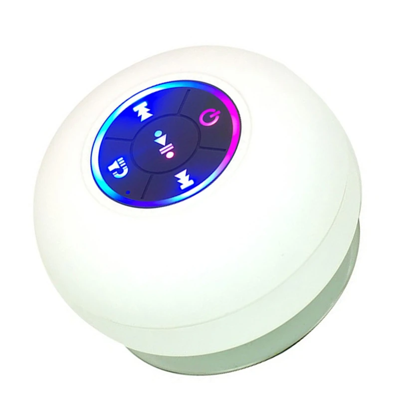 Haut-parleur de douche Bluetooth portable étanche avec ventouse et lumières LED, caisson de basses stéréo Surround 3D