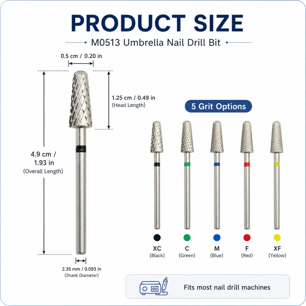 Umbrella-Shaped Alloy Nail Drill Bit – 2.35mm Shank Professional Manicure Pedicure Grinding Head Nail Art Tool view 3