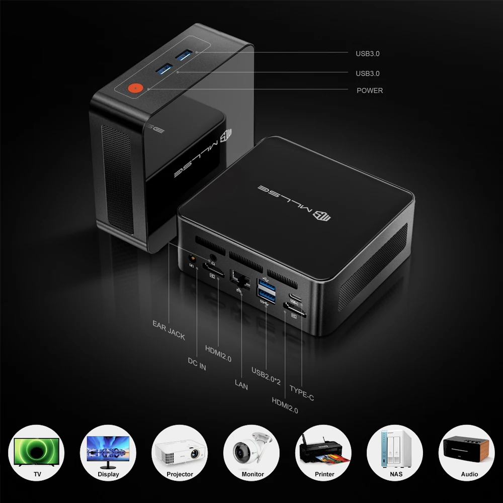 معالج MLLSE G1 Mini PC AMD Ryzen5 5500U 16GB DDR4 512GB SSD WiFi-5 BT4.2 Win11 Pro كمبيوتر صغير للألعاب والعمل