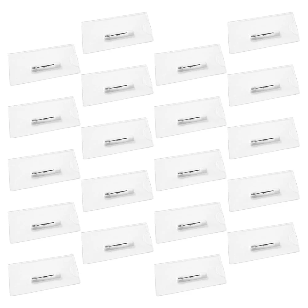 20 Pcs Badge Officer Cases Permission Work Holders Clear Card Sleeves Tag for Employee Students Cards Inner Paper