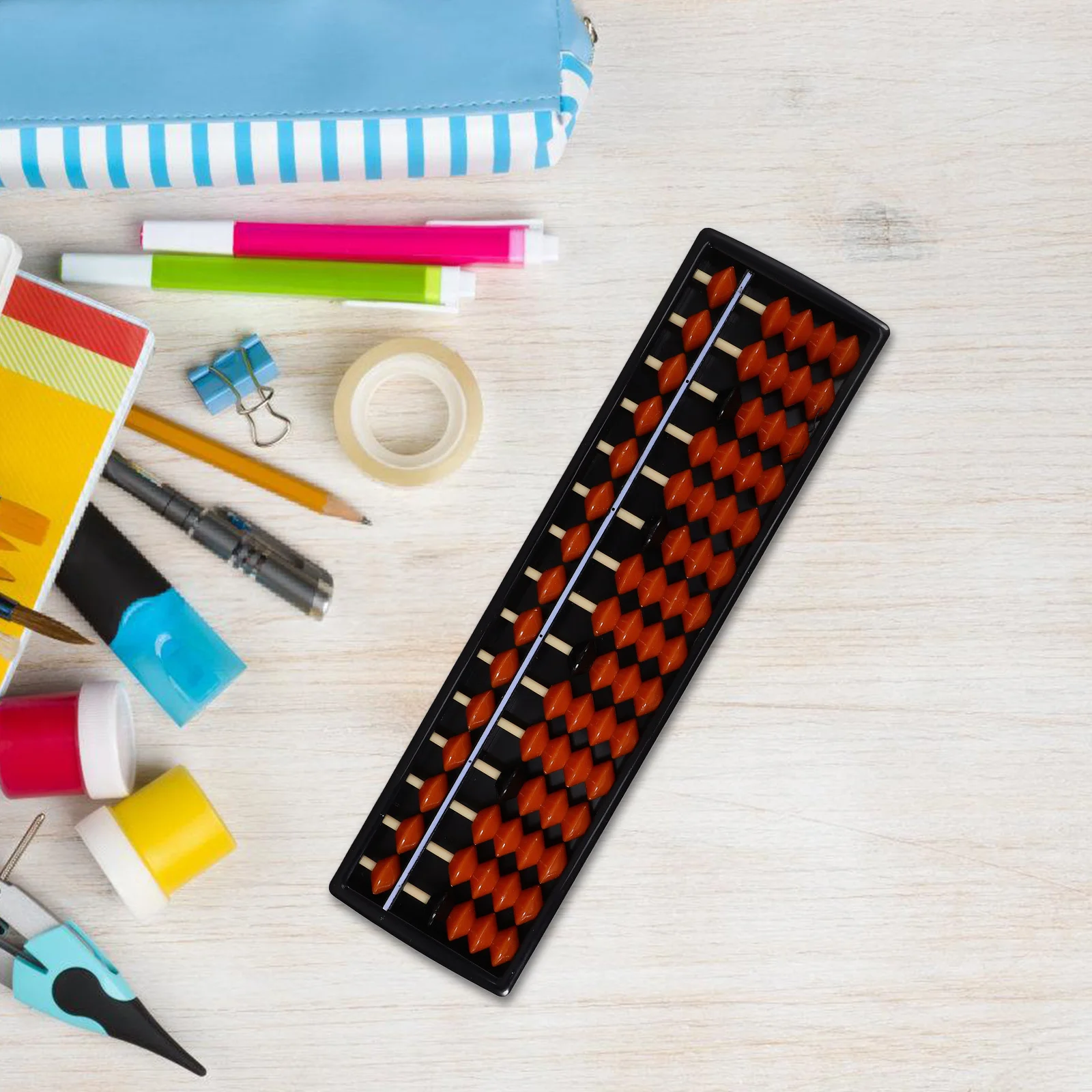 

Professional 15 Column Abacus Chinese Vintage Style 5-Beads Abacus for Students School Home Learning Arithmetic Calculator