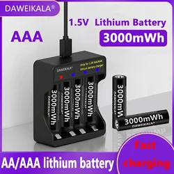 AAA 3000mWh 1.5V Li-Ion Rechargeable Battery AAA Lithium Batteries Wholesale For Mouse Flashlight Fan Game Machine