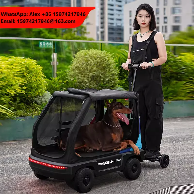 USMILEPET Electric Folding Steel Frame Pet Stroller Dog & Cat Stroller Large Capacity Remote-Controlled Travel Cart