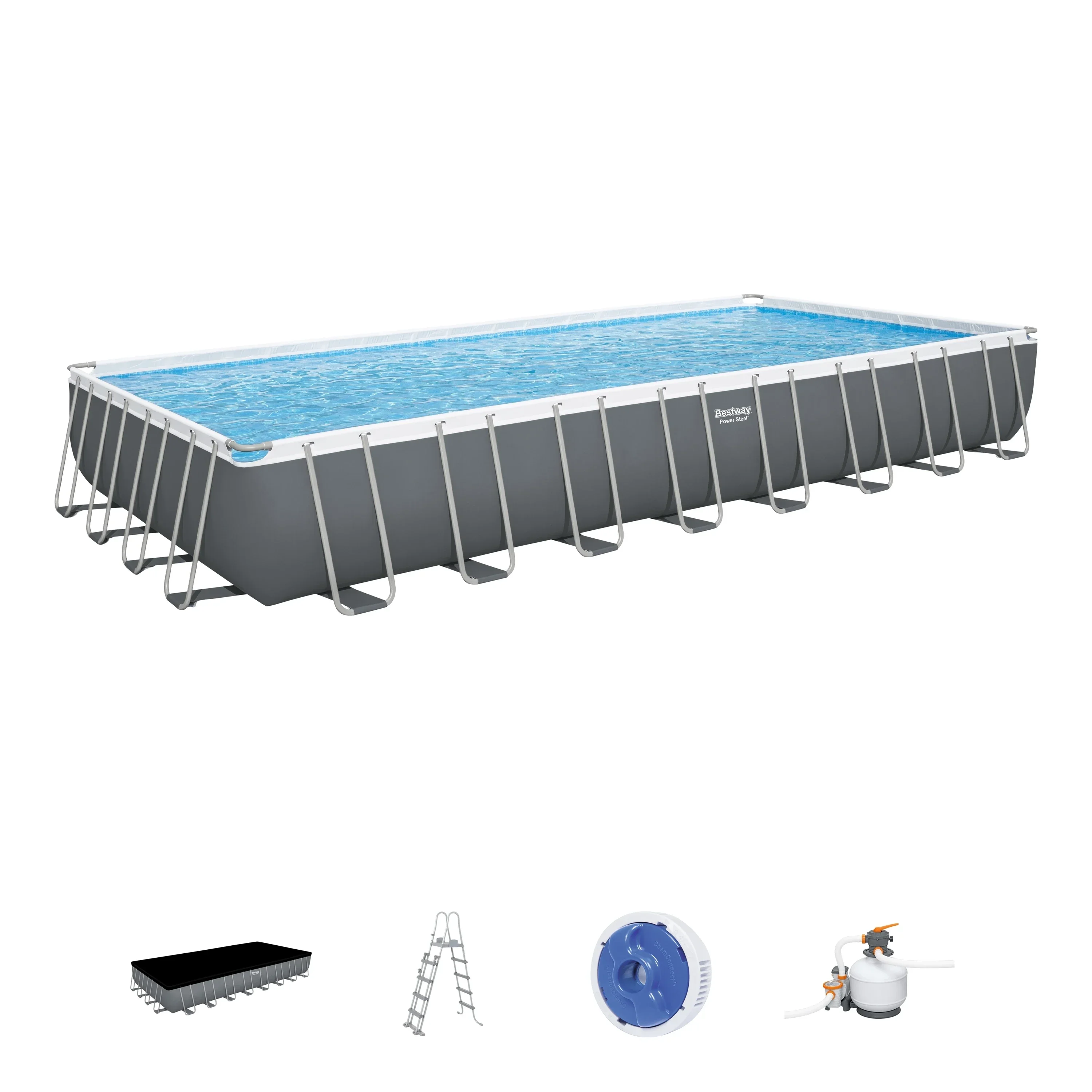 Rectangular support pool European sand filter outdoor large surface swimming pool