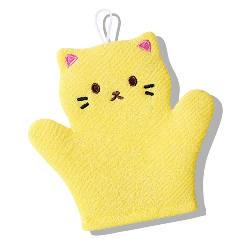 

Hygienic Kids Shower Gloves Durability Polyester Fabric Skin Design
