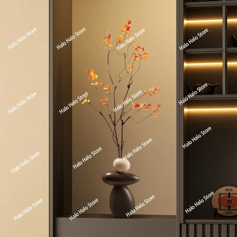 New Chinese vase simulation welcome pine zen ornament living room entrance office bonsai green plants hotel decoration