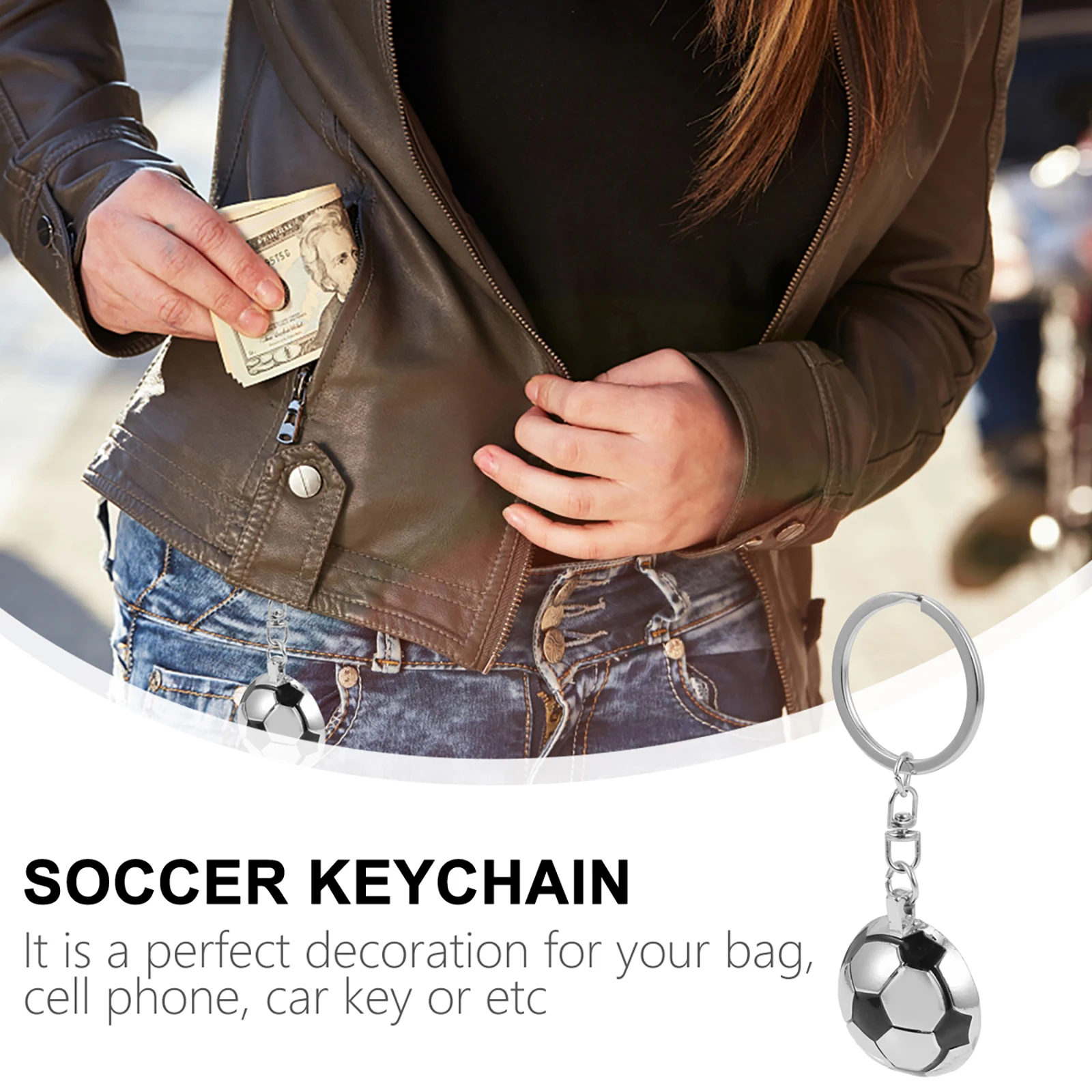 

Футбольный брелок для ключей из 5 шт., нежный металлический кошелек с узором, дизайнерское кольцо для футбола в подарок