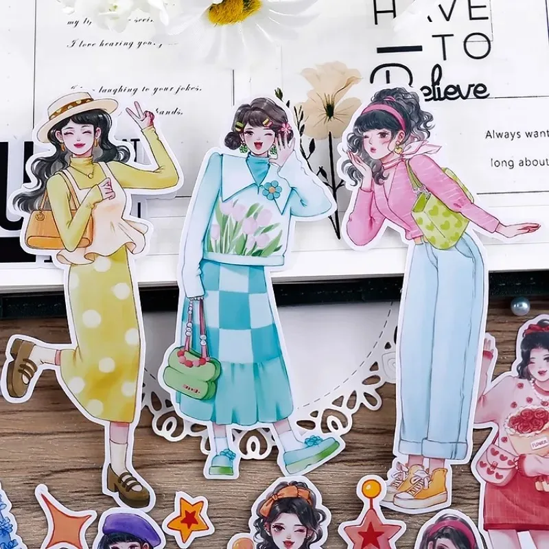 

26PCS Girly Stickers: Sweet and Cute Characters for Journaling, Scrapbooking and DIY Crafts stationary planner