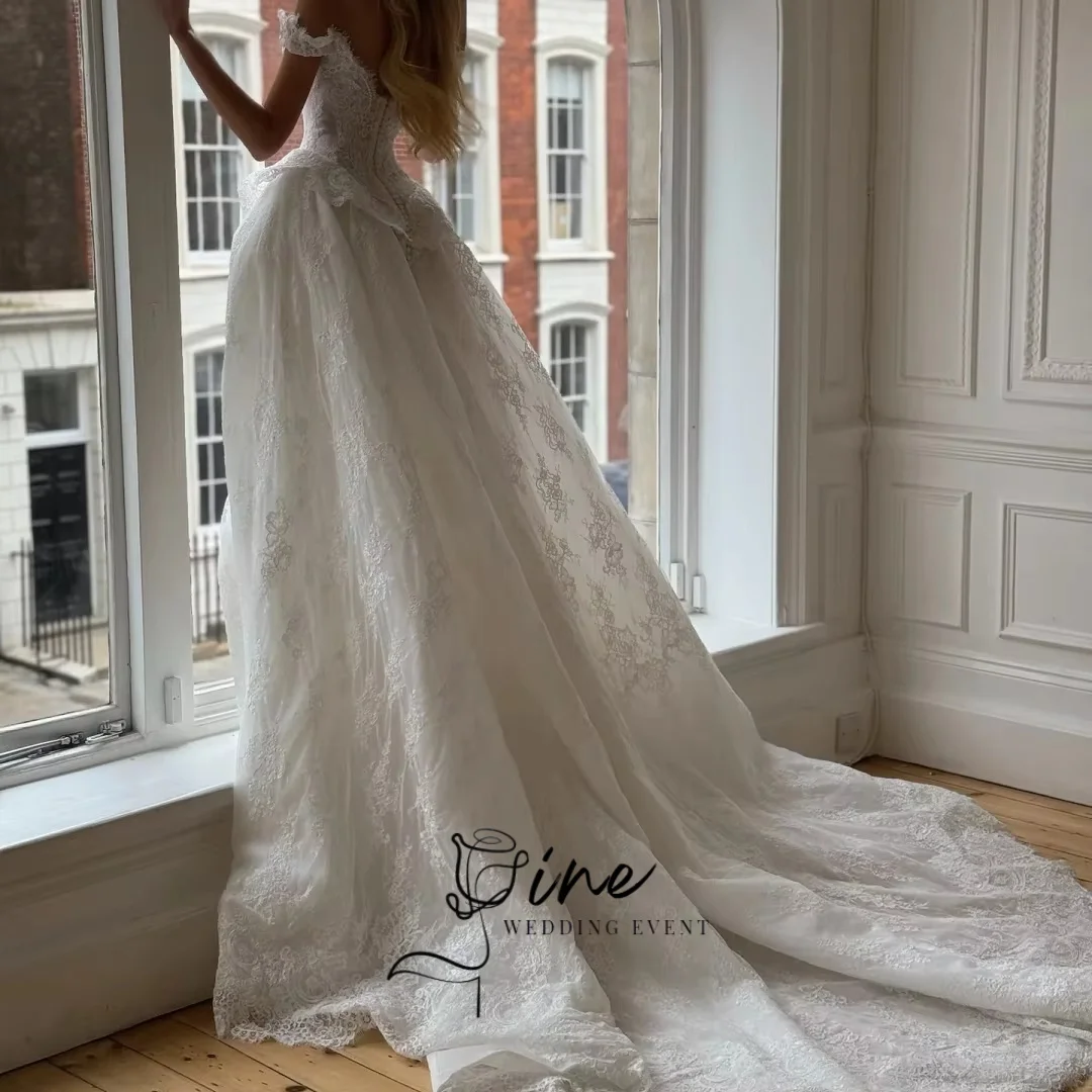 Oine  Luxury Wedding Dress 2026 Lace Corset Vestidos De Novia Sleeveless A-Line Off Shoulder Dresses For Bridal Gowns Customized image 5