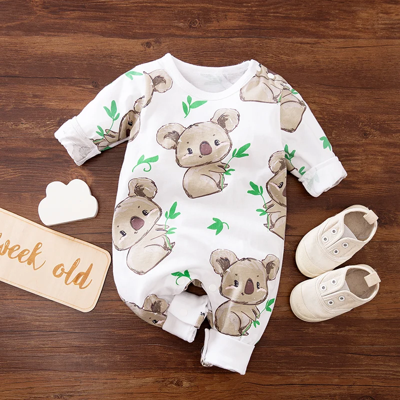 Spring and Autumn Baby Jumpsuit Boys Girls Cartoon Printed Clothes 0-18 months Romper koala Cotton Baby Onesie Newborn Toddler