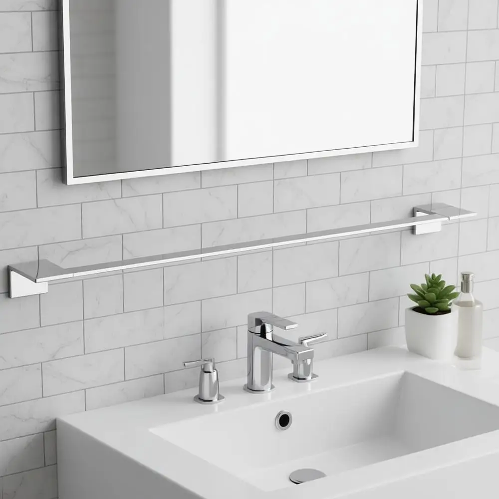 

24 Inch Wall-Mounted Towel Bar in Polished Chrome Finish