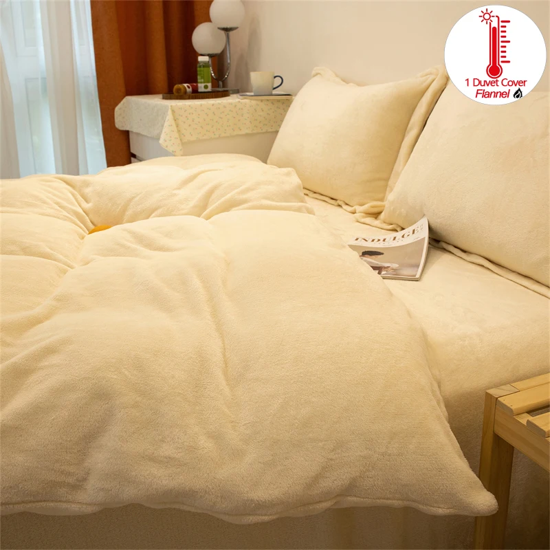 Skin-Friendly Flannel Duvet Cover 1Piece Ultra-Soft Fuzzy Plush Quilt Cover Warmth & Breathable Fade-Resistant Comfort Cover