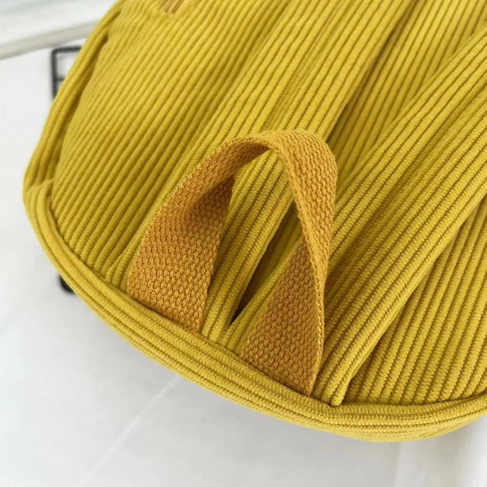 Cute Solid Color Corduroy Backpack Rucksack Handbag Small School Bags Commuting Large Capacity Student Book Bags Autumn Winter