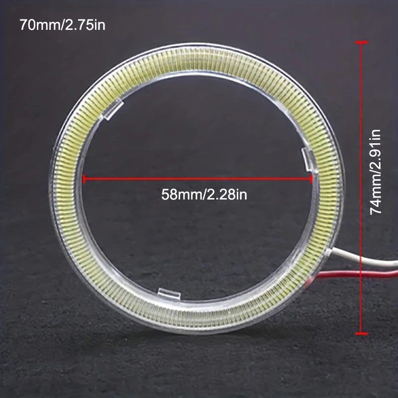 2 Stück 70mm/2,76 Zoll Auto-Dekorationslichter COB Angel Eyes Halo-Ringe für LED-Auto, Motorrad, Roller 12V mit Abdeckung – Detail 4