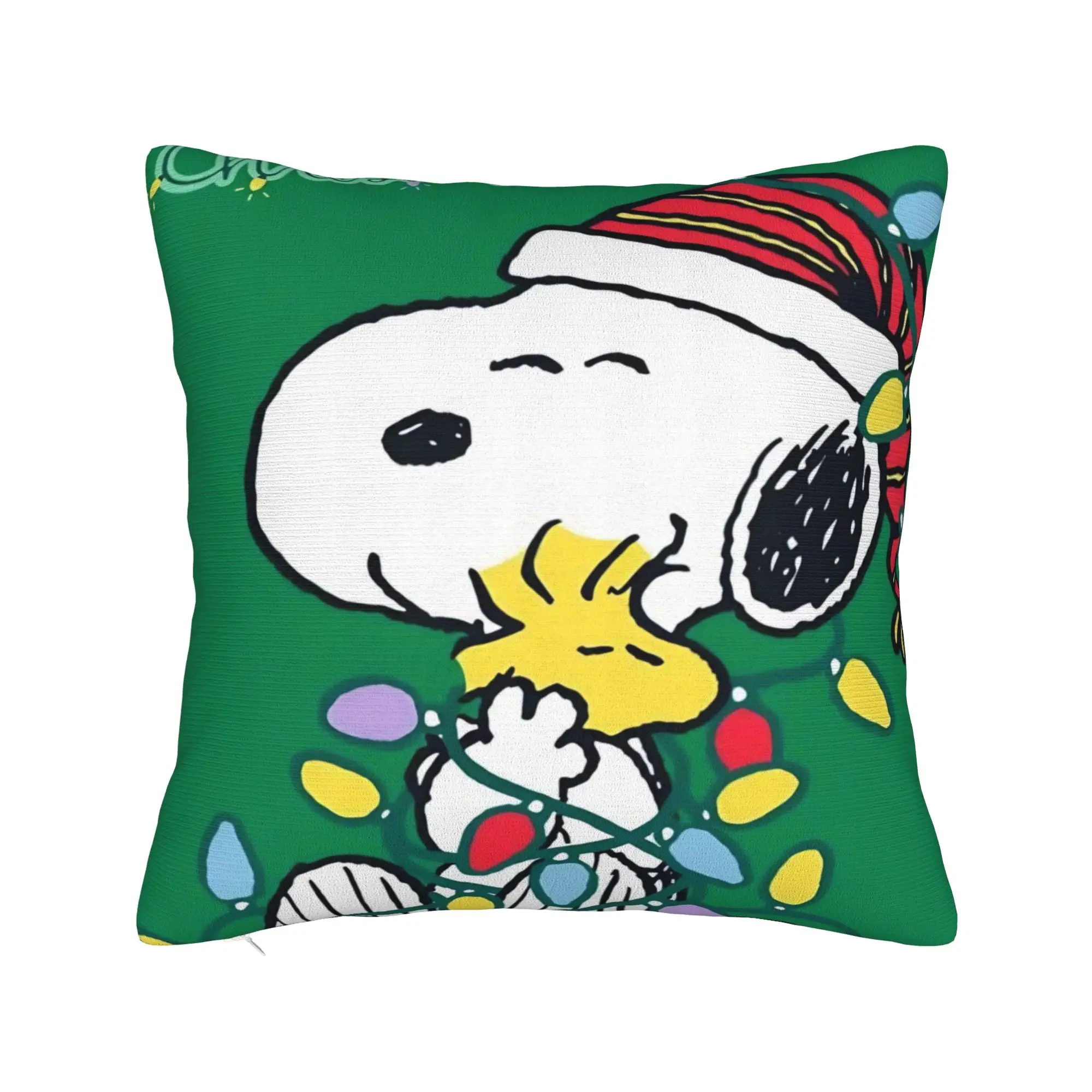 S-Snoopys Xmas  Merry Christmas Square Pillow Case  Cushion Covers Vintage Zippered Decor Pillowcase for Bed 40x40cm