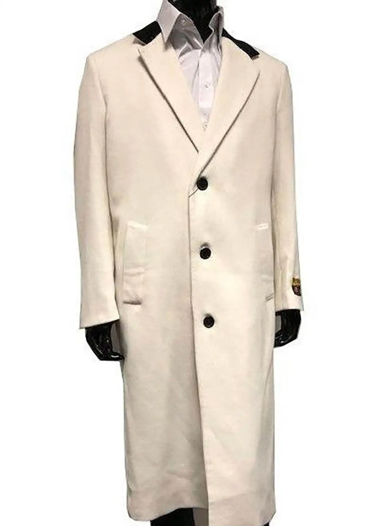 Mens Beige Overcoat Tweed Wool Winter Warm Groom Coat Outdoor Wear Long Jacket One Piece