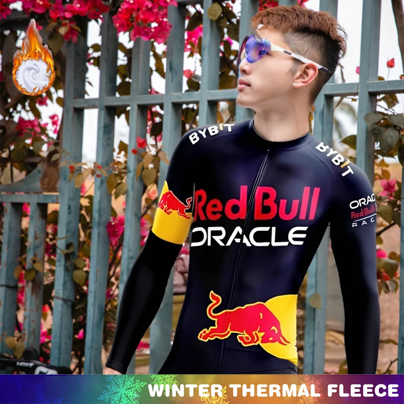

Mtb Clothing Men Cycling Jersey Fleece Red Bull Men's Ciclismo Hombre Winter Suit Thermal Jumper Termal Bike Bib Cycle Man Retro