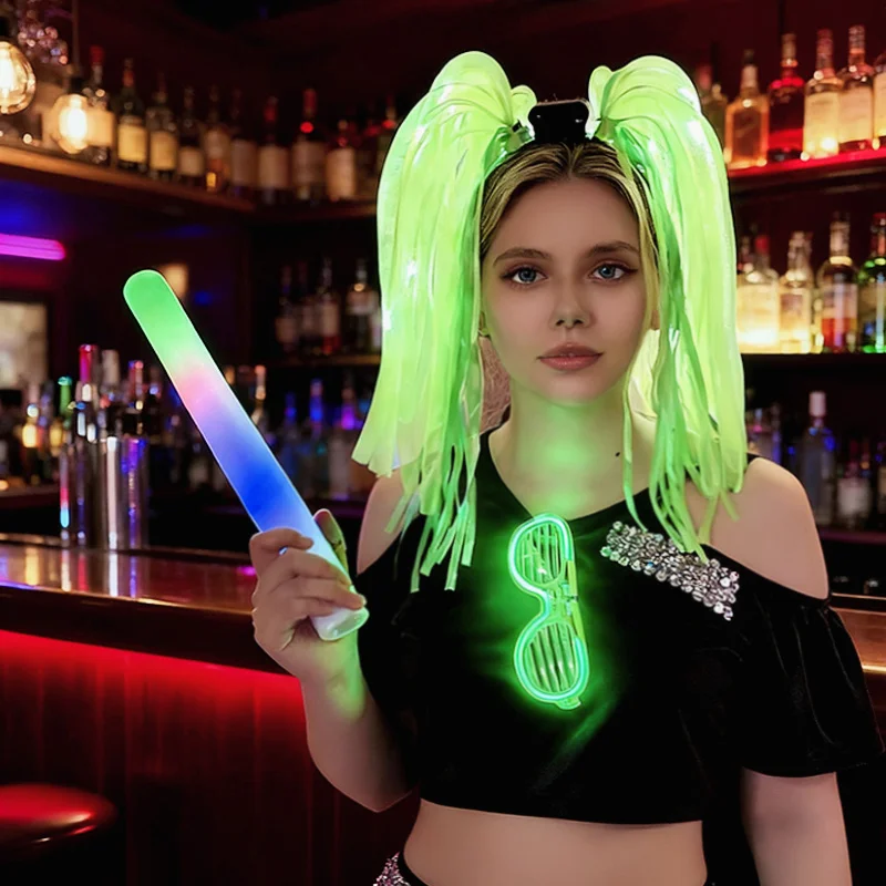 Cosplay Accessoires Kinderen Volwassen Light Up Noodle Hoofdband Verjaardag Carnaval Haarband Party Festival Kostuum Halloween Cosplay Pruik