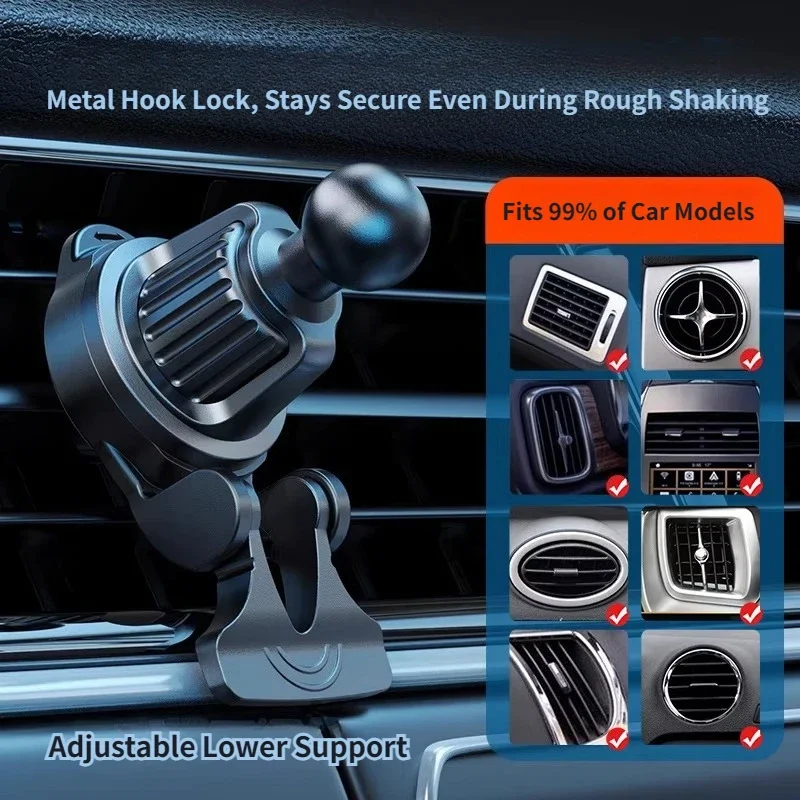 

Car Air Vent Phone Holder Windproof Extension Rod 17mm Universal Ball Head, Multi-Function Interior Accessories