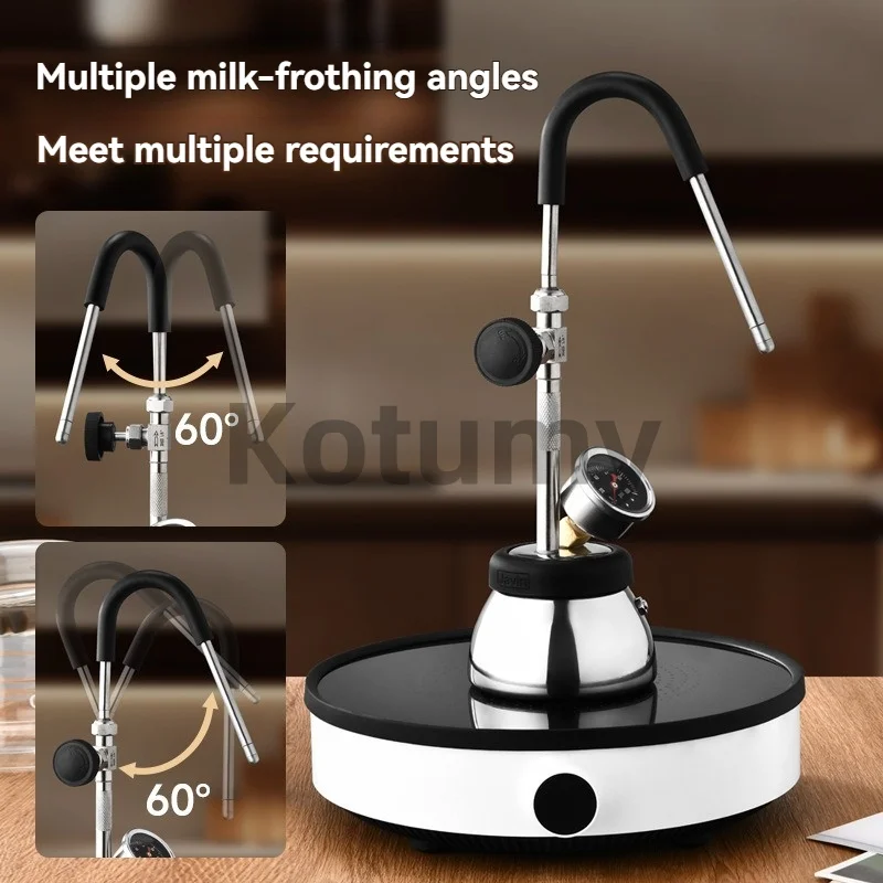 300ML Stainless Steel Steam Coffee Pot, Stronger Steam Milk Frother for Latte Steam Milk Foam Latte Maker - view 3