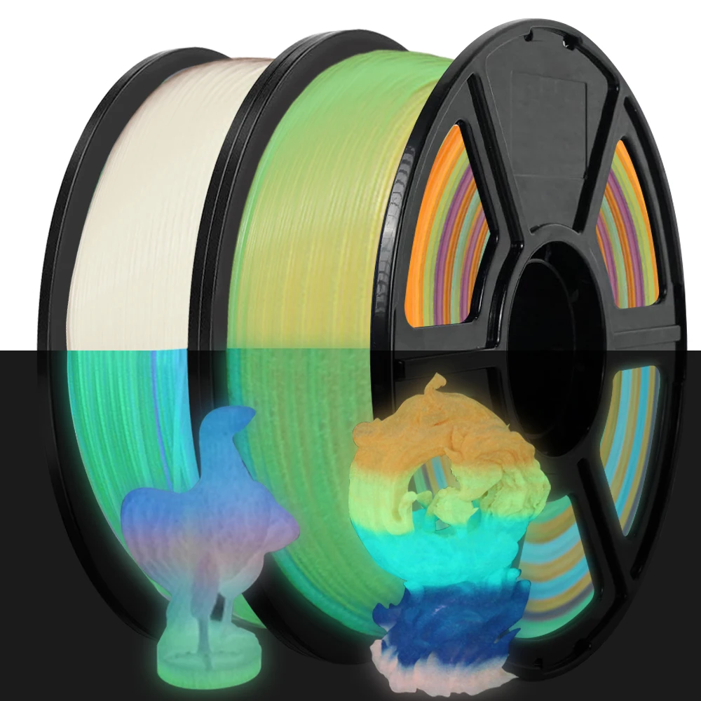 

Светящаяся в темноте нить PLA 1 кг 250 г 1,75 мм для 3D-принтера, меняющая цвет радугой, светящаяся нить Firefly, сине-зелено-красный набор