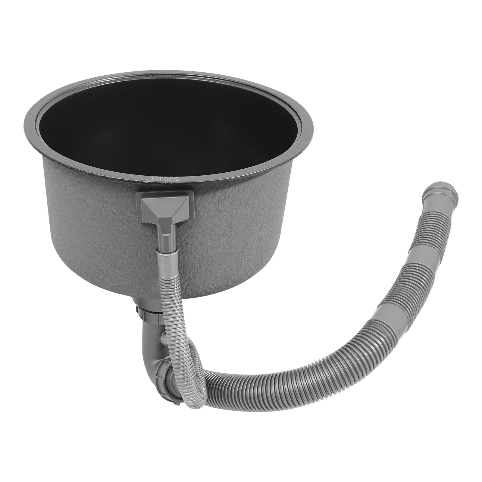 Runde Küchenspüle 14,2x7,5 Zoll, Einzelbecken-Spüle aus 304 Edelstahl mit Sieb, Nano-Beschichtung für Wohnmobil-Bar – Detail 11