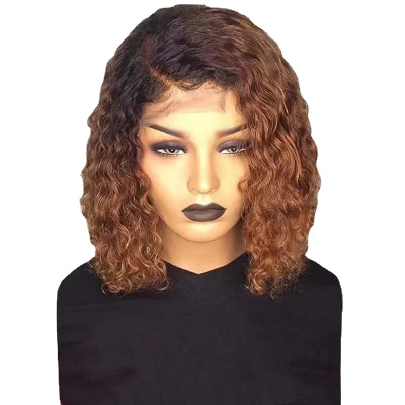 New African- , European and American style women's gradient color short curly synthetic hair wig