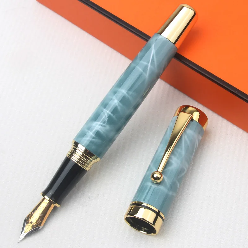 High Quality Metal Fountain Pen Sleek Solid-Metal Build Eye-Catching Gold Accents Unique Glossy Design Offers Smooth Writing