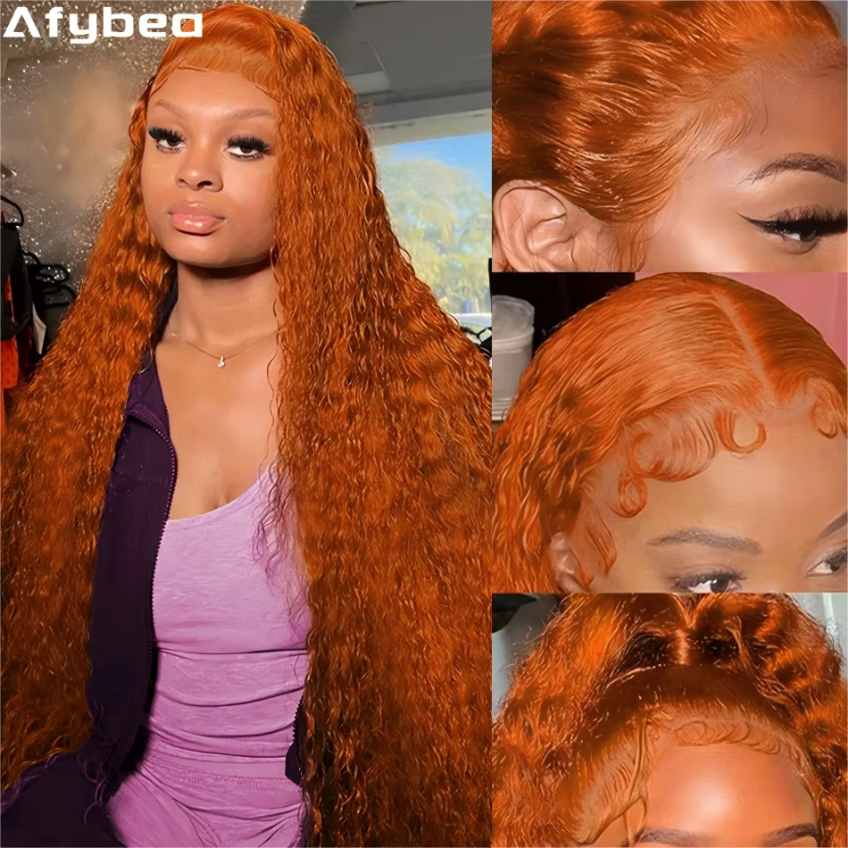 

Ginger Human Hair Wig 250 Density 13X6 Hd Lace Frontal Wig Deep Wave Human Hair Wigs Curly Lace Front Wig Colored Brazilian Hair
