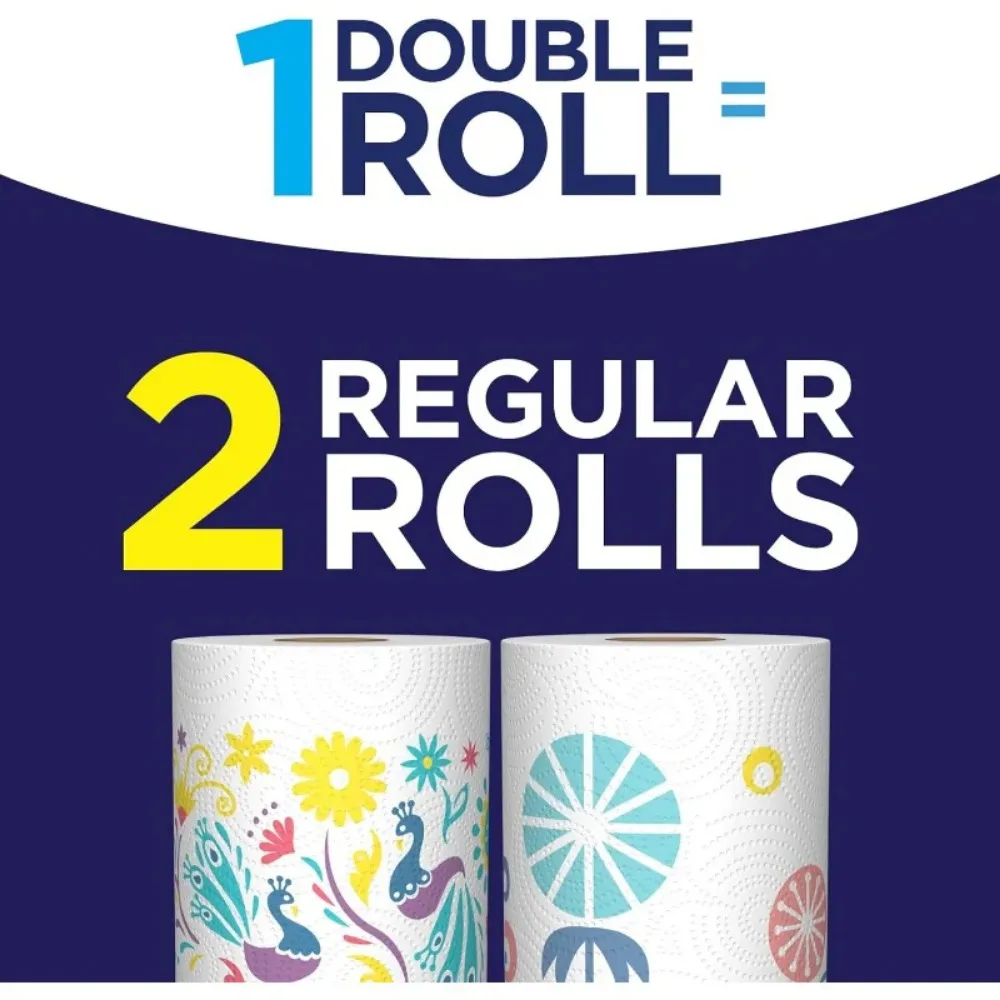 Paper Towels, Spirited Prints, 6 Double Rolls = 12 Regular Rolls, Strong and Absorbent