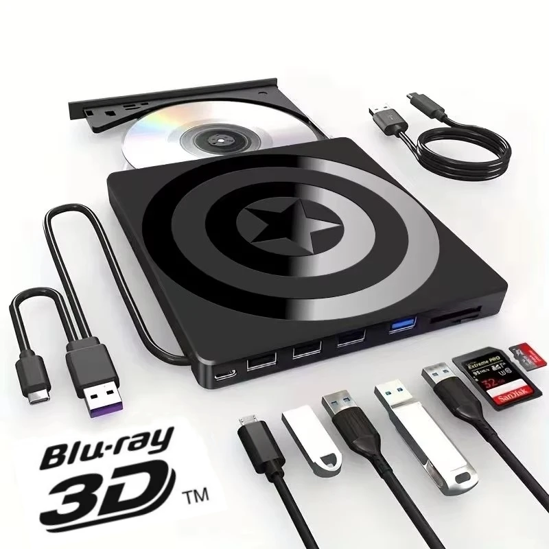 

Портативный 3D-плеер Blu-ray, USB 3.0 DVD-плеер, внешний DVD-рекордер, DVD-привод, USB Blu-ray плеер, Blu-ray BD