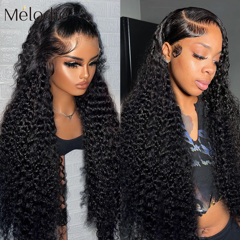 Melodie 13x6 HD Lace Frontal Wig Deep Wave 13X4 Transparent Human Hair Curly Glueless 5X5 Closure PrePluck 250 Density