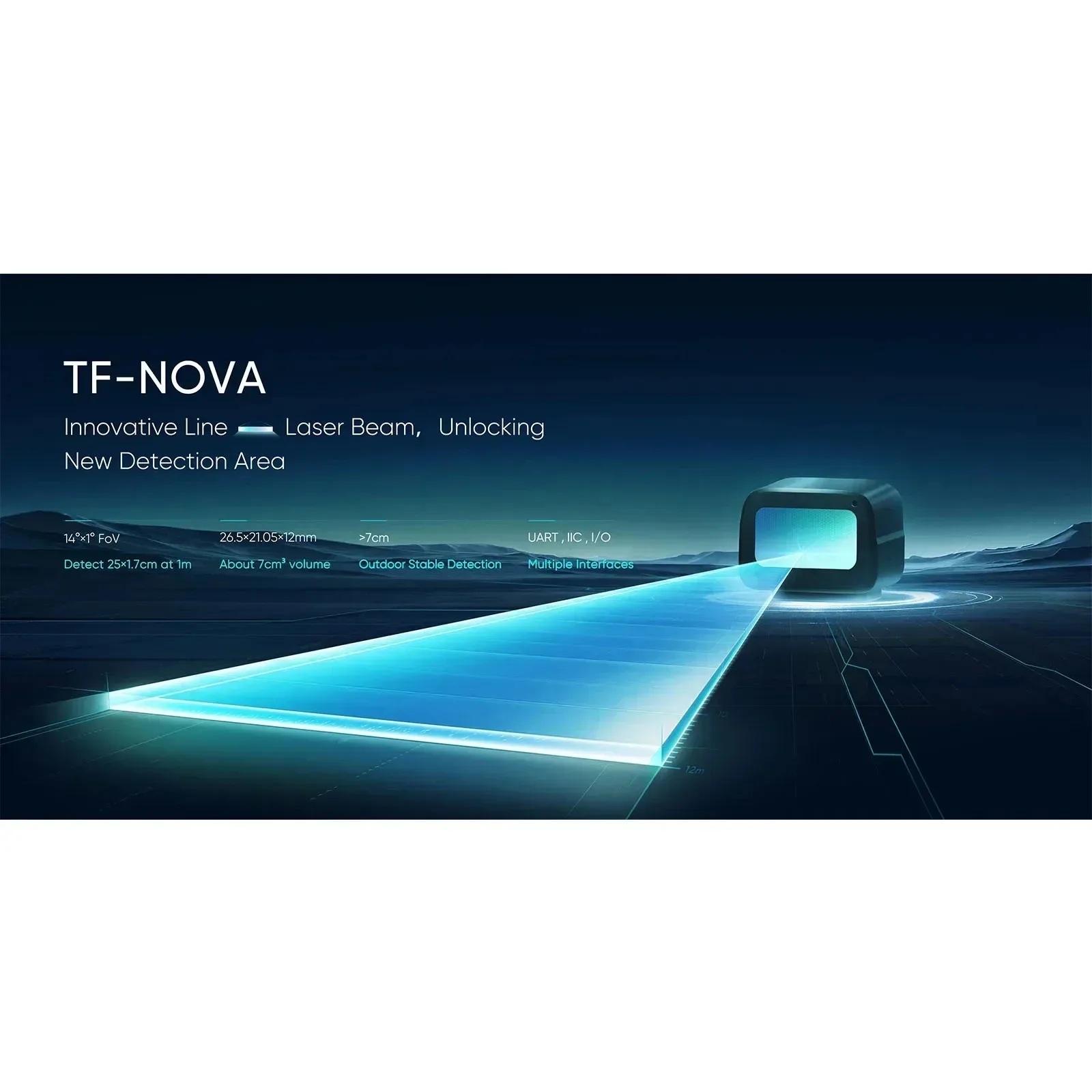 베뉴웨이크 TF-NOVA LiDAR 센서 14m 범위 라인 레이저 PToF 기술 UART/I2C 인터페이스 방수 로봇용