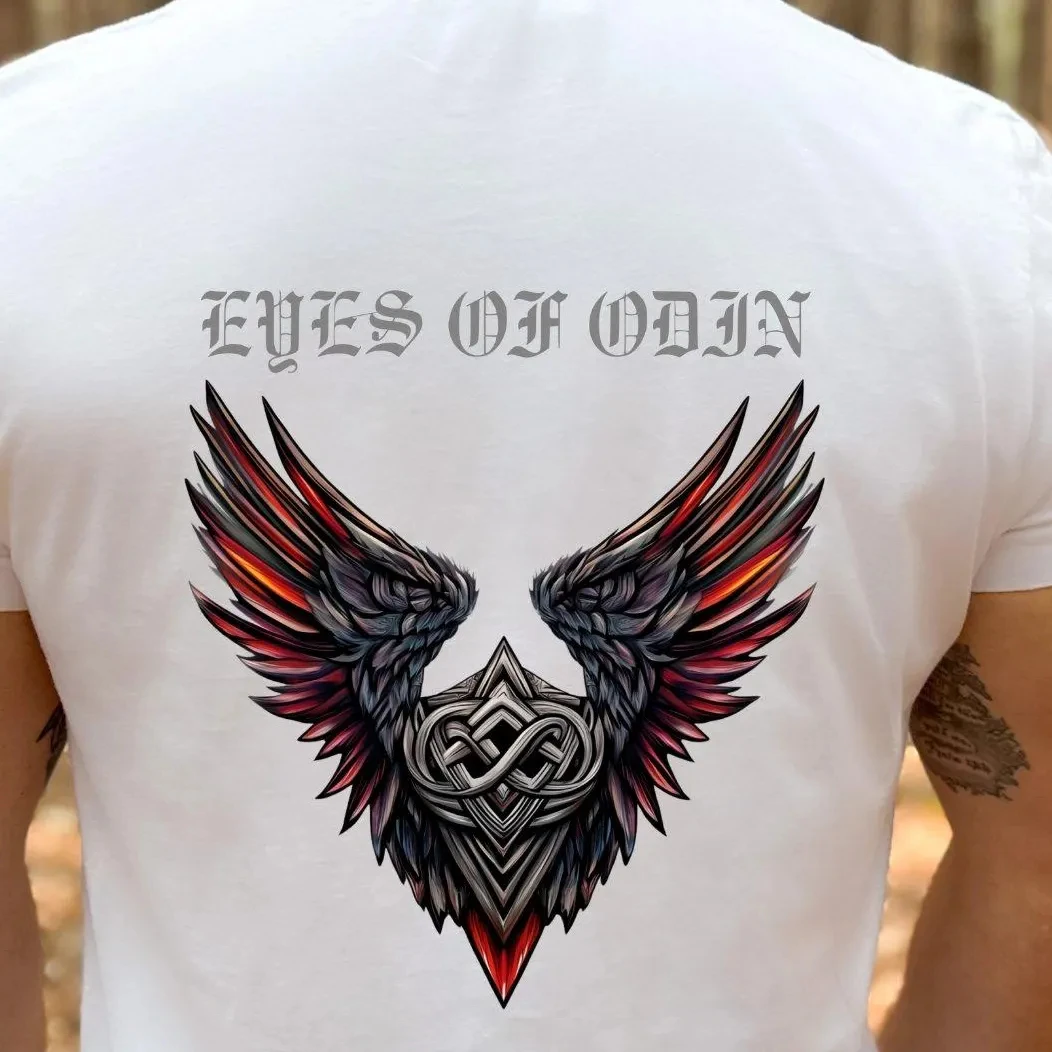 

Eyes of Odin Viking T-Shirt Norse Mythology Graphic Tee Retro Streetwear High-quality Crew-neck Short-sleeved Men's T-shirt